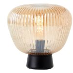 Brilliant Tischlampe Kaizen Glas Metall Schwarz Beige | 250mm - Geeignet für 1x E27