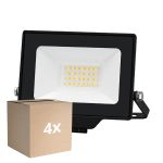 Mehrfachpackung 4x Noxion LED-Scheinwerfer Beamy Aluminium Schwarz 20W 2200lm 100D - 830 Warmweiß | IP65 - Symmetrisch 